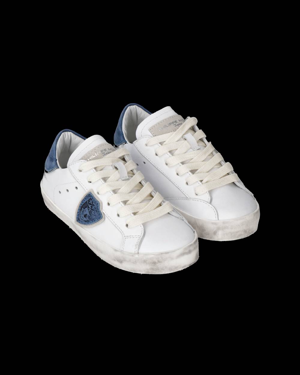 Philippe Model Sneakers Prsx basse da Bambini Bianche e Blu in Pelle