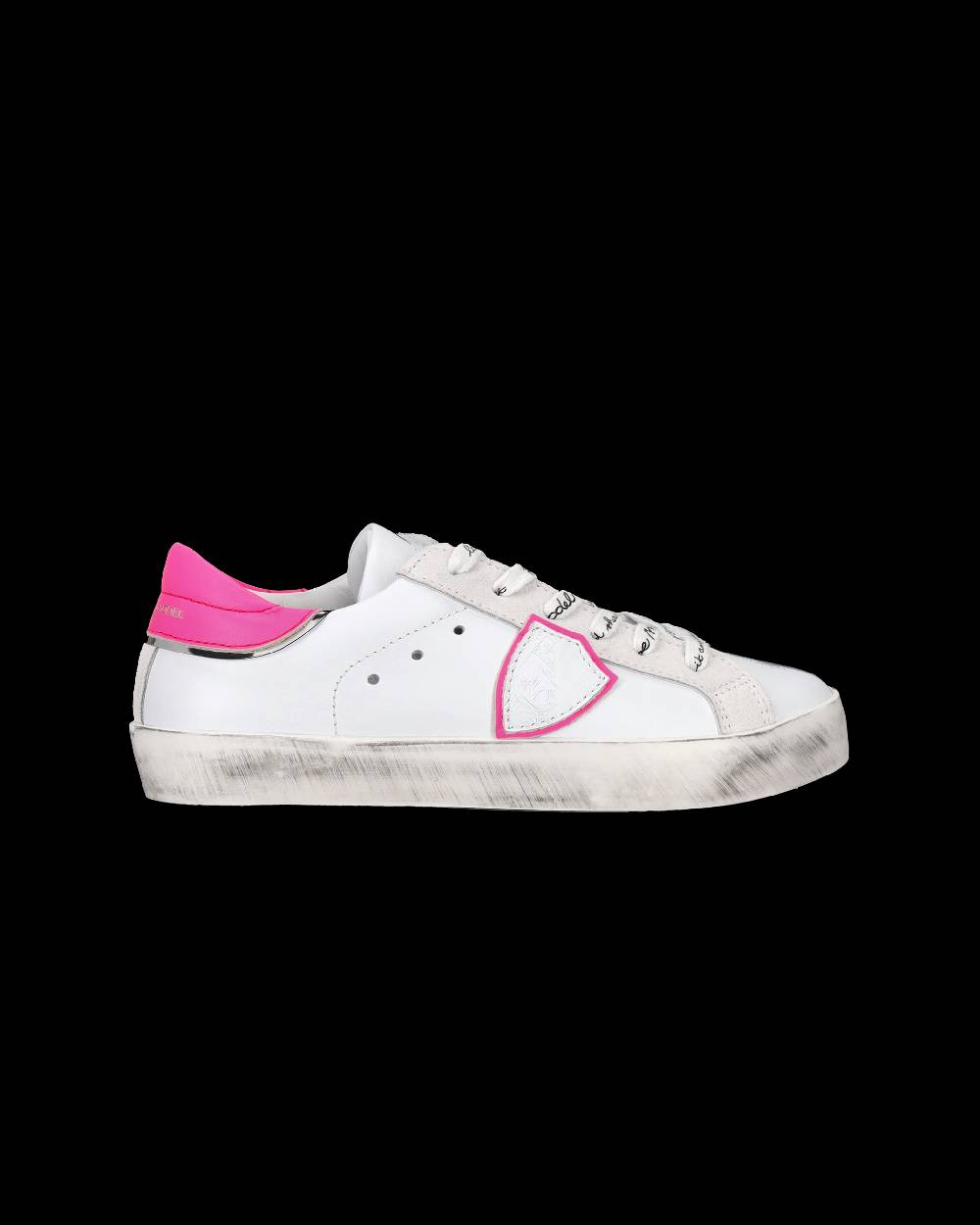Philippe Model Sneakers Prsx Basse Da Bambini Bianche E Fucsia In Pelle