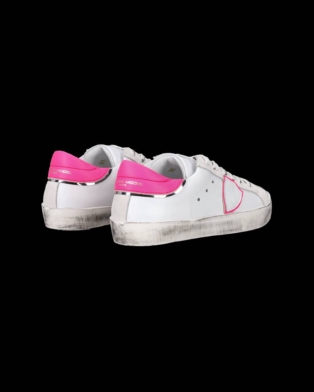 Philippe Model Sneakers Prsx Basse Da Bambini Bianche E Fucsia In Pelle