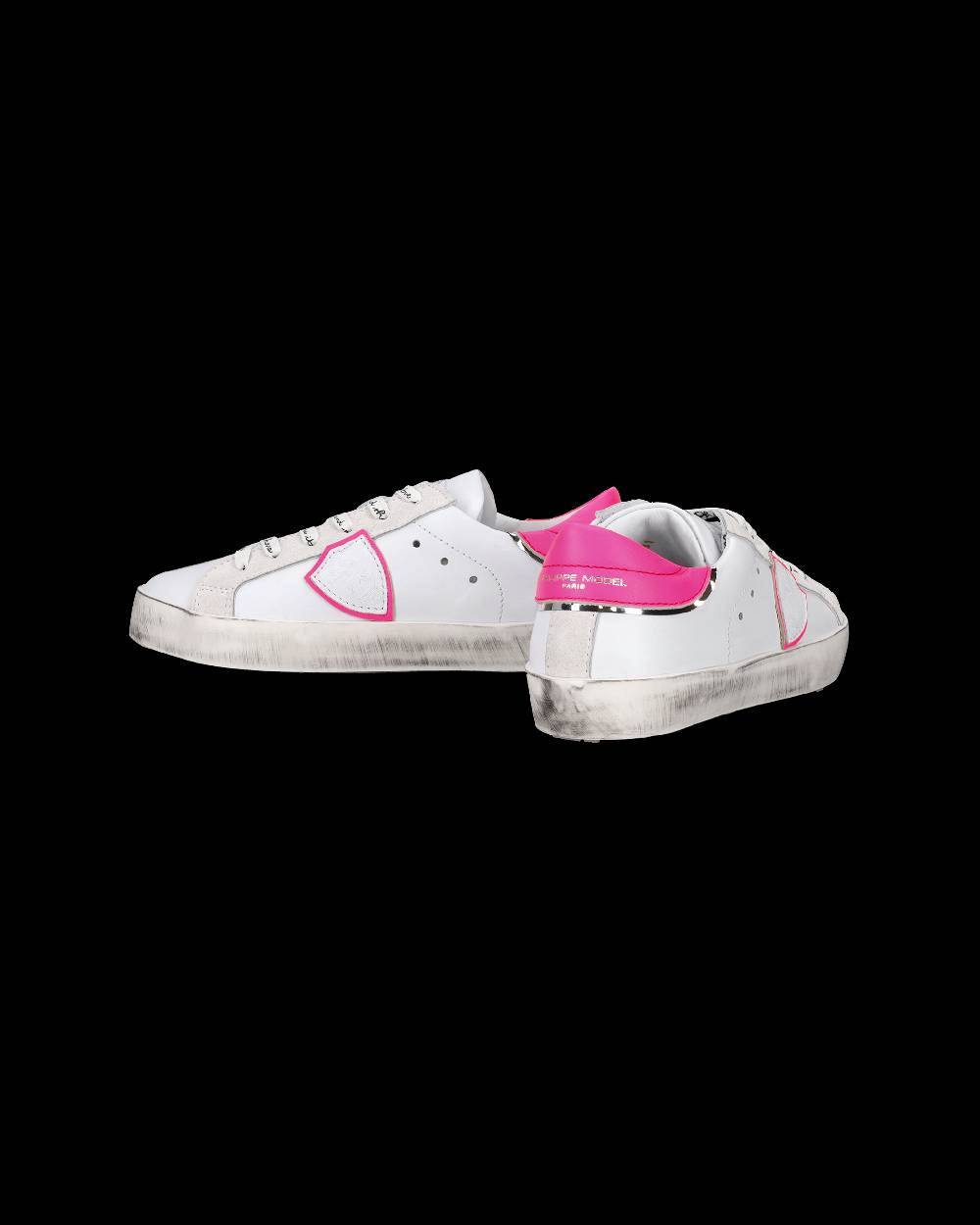 Philippe Model Sneakers Prsx Basse Da Bambini Bianche E Fucsia In Pelle