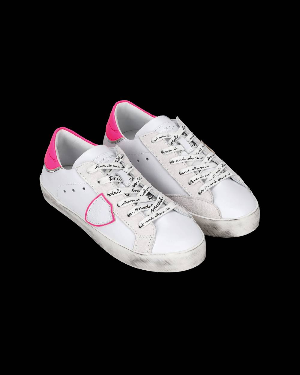 Philippe Model Sneakers Prsx basse da Bambini Bianche e Fucsia in Pelle