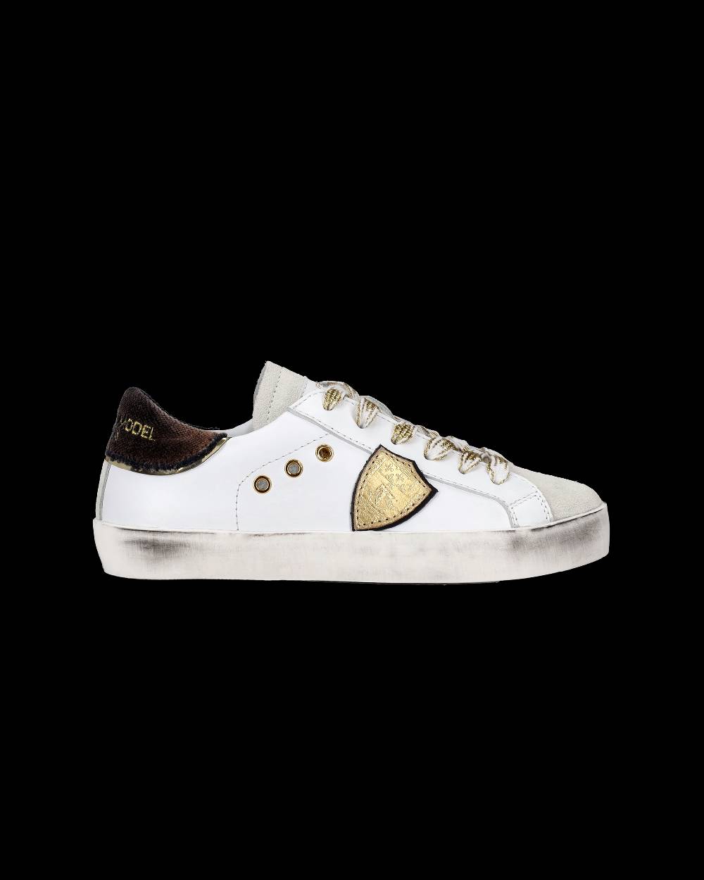 Philippe Model Sneakers Prsx Basse Da Bambini Bianche E Nere In Pelle