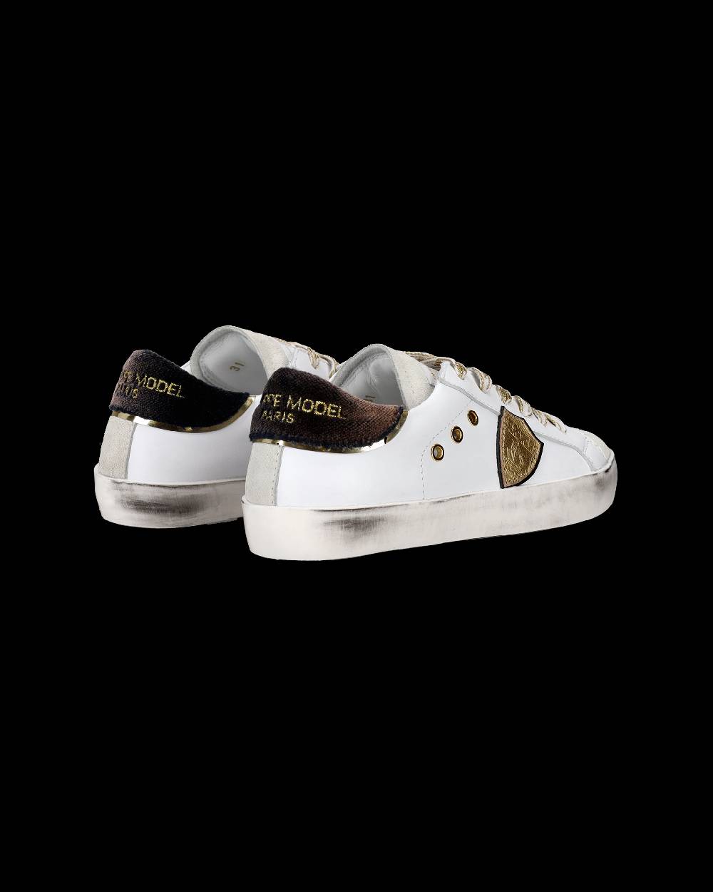 Philippe Model Sneakers Prsx Basse Da Bambini Bianche E Nere In Pelle