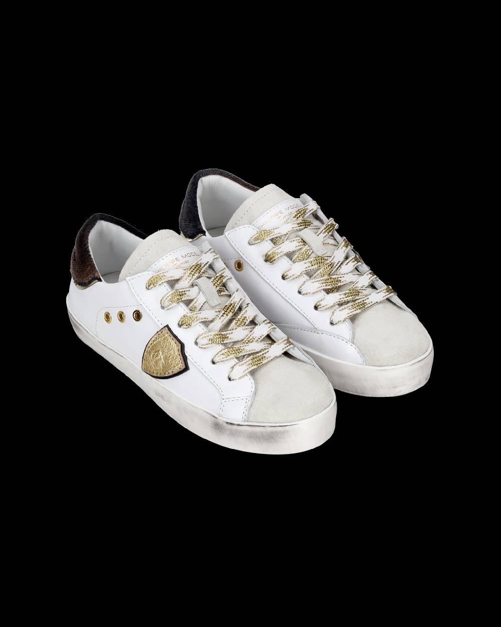 Philippe Model Sneakers Prsx basse da Bambini Bianche e Nere in Pelle
