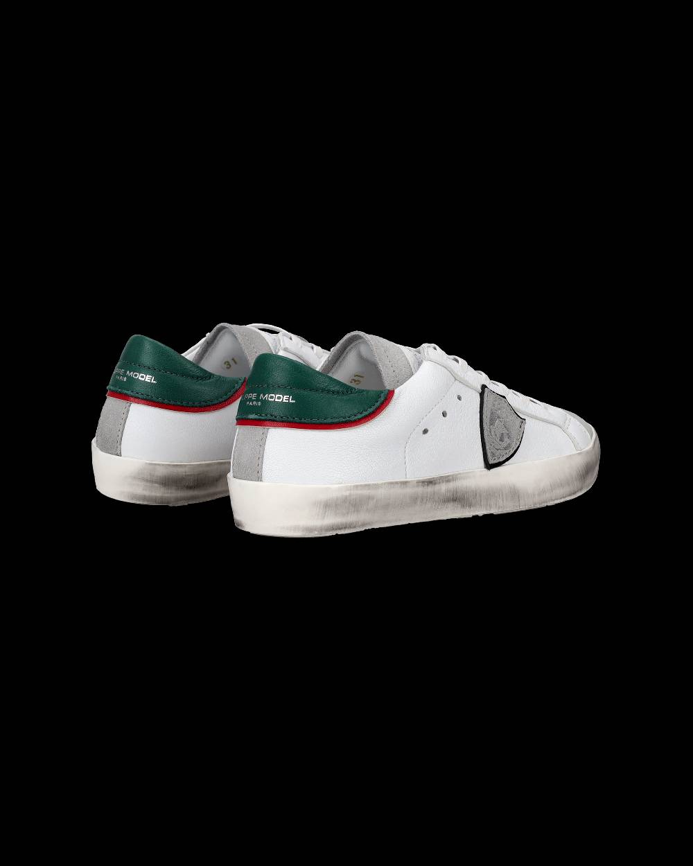 Philippe Model Sneakers Prsx Basse Da Bambini Bianche E Verdi In Pelle