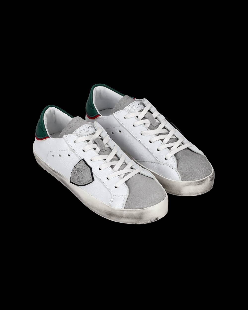 Philippe Model Sneakers Prsx basse da Bambini Bianche e Verdi in Pelle