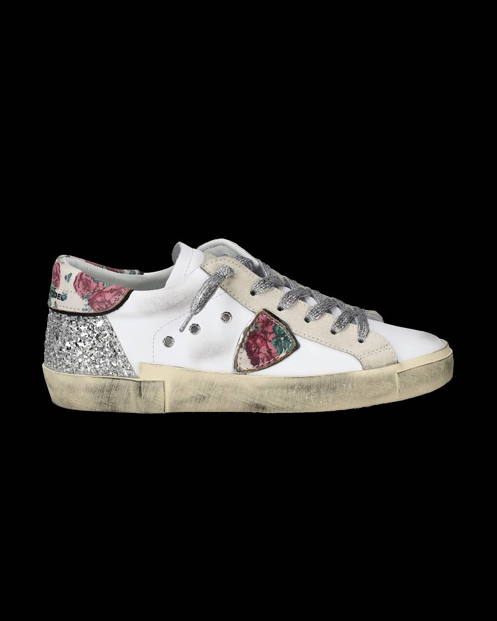 Philippe Model Sneakers Prsx Da Donna Bianche E Argento In Pelle