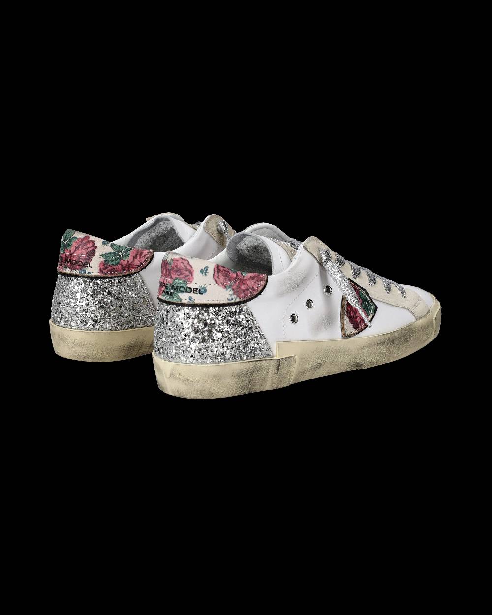 Philippe Model Sneakers Prsx Da Donna Bianche E Argento In Pelle