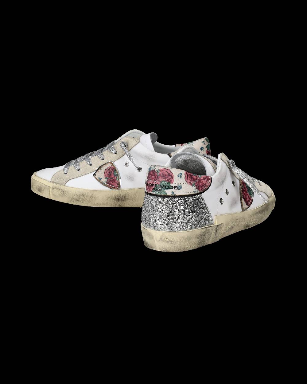 Philippe Model Sneakers Prsx Da Donna Bianche E Argento In Pelle