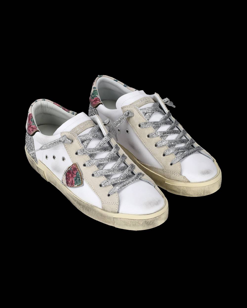 Philippe Model Sneakers Prsx da Donna Bianche e Argento in Pelle