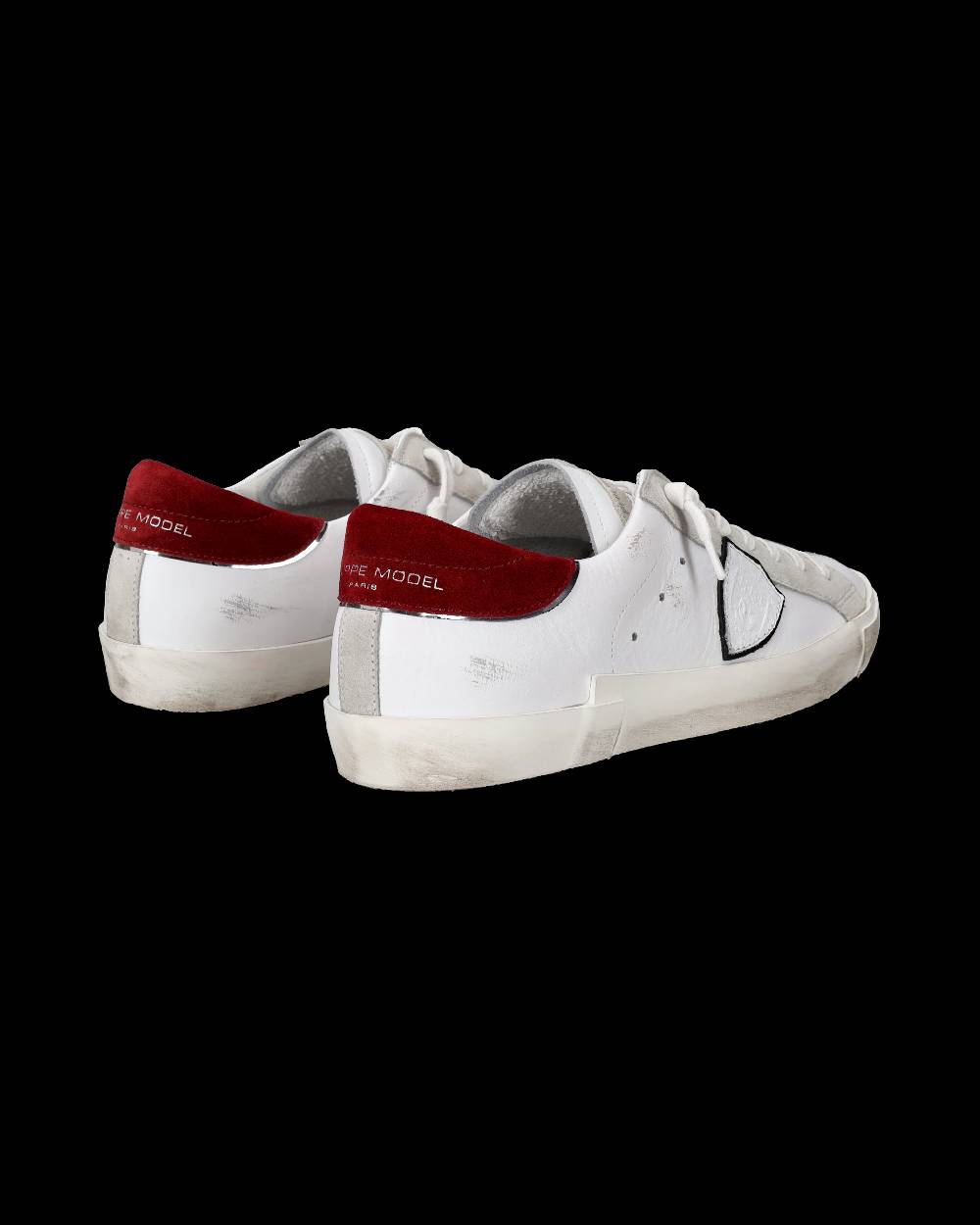 Philippe Model Sneakers Prsx Da Uomo Bianche E Bordeaux In Pelle Scamosciata