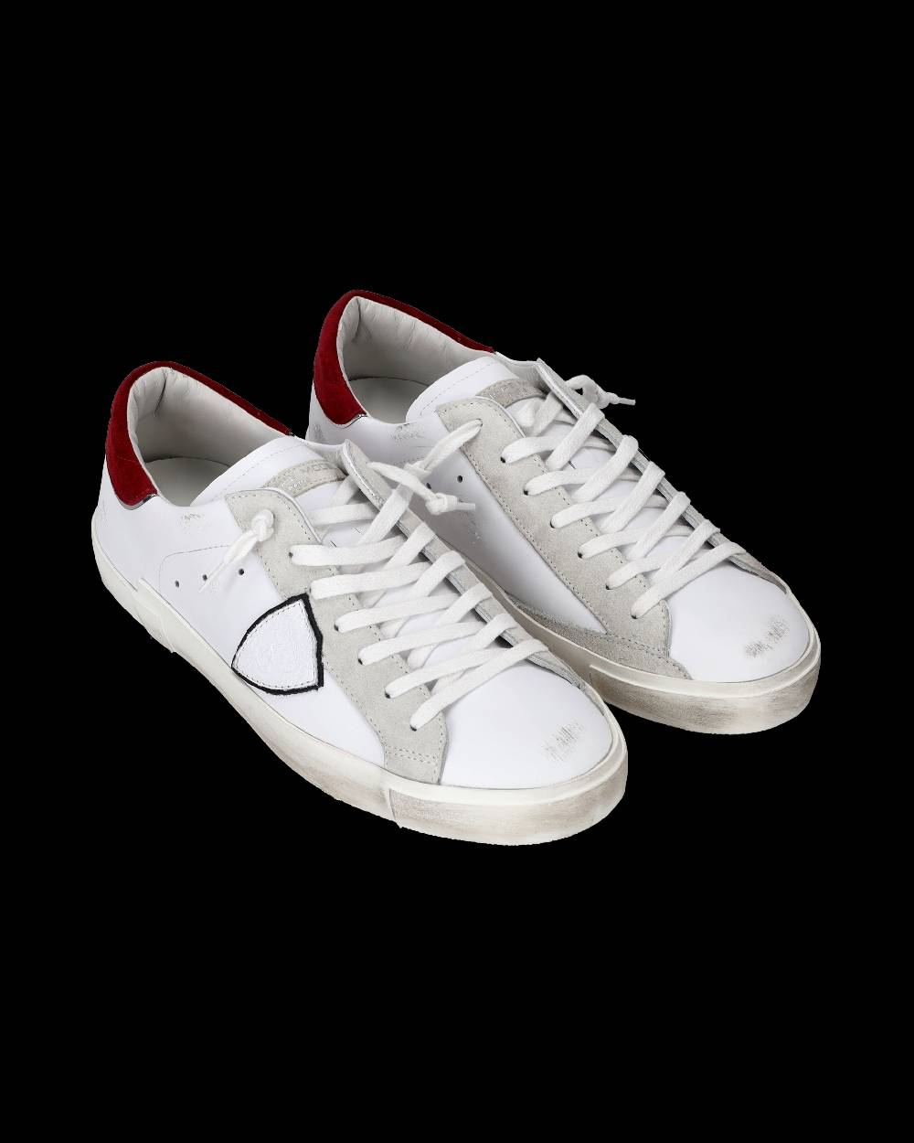 Philippe Model Sneakers Prsx da Uomo Bianche e Bordeaux in Pelle Scamosciata