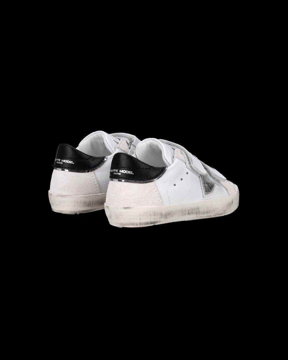 Philippe Model Sneakers Prsx Sportif Da Bambini Bianche E Argento In Pelle