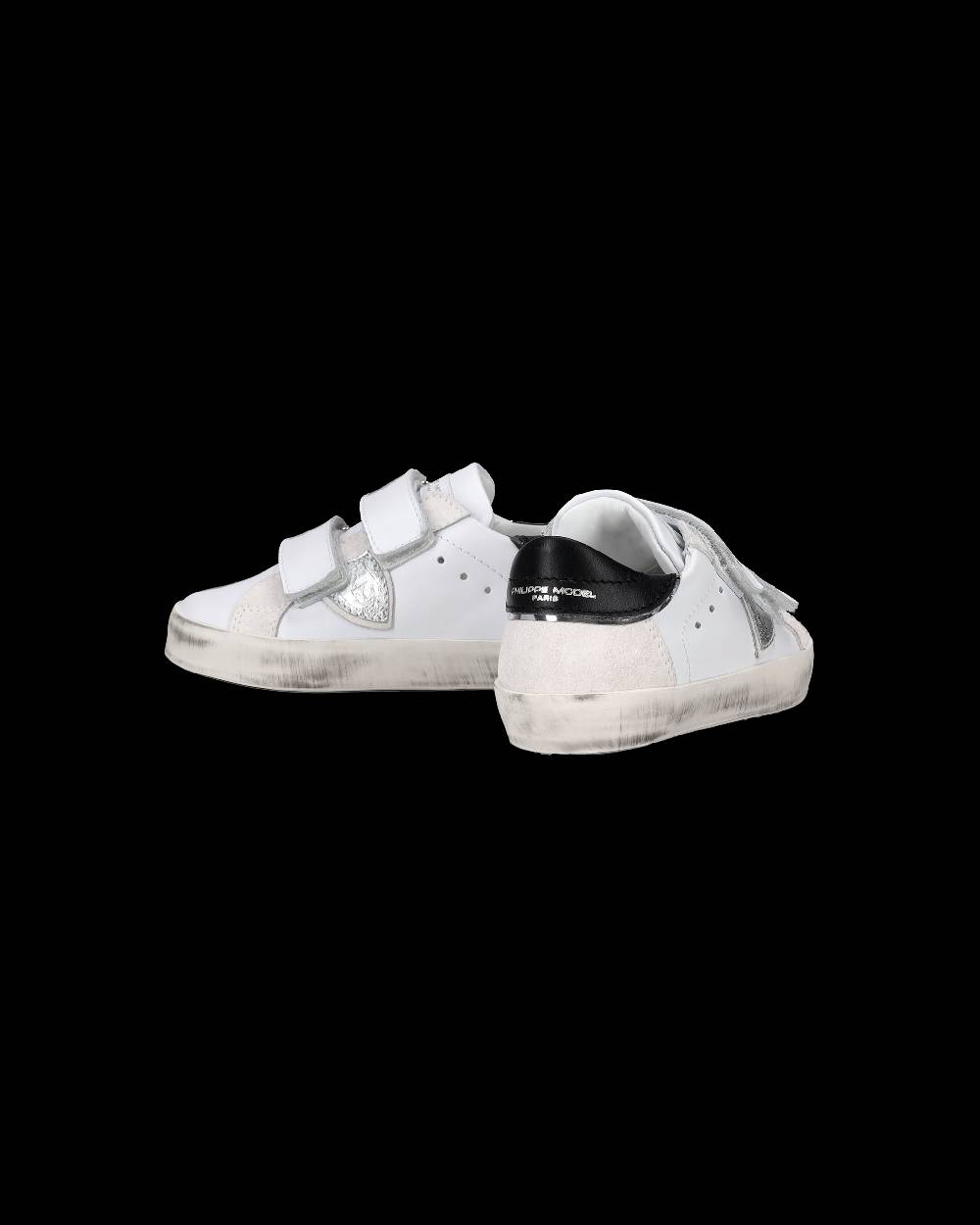 Philippe Model Sneakers Prsx Sportif Da Bambini Bianche E Argento In Pelle