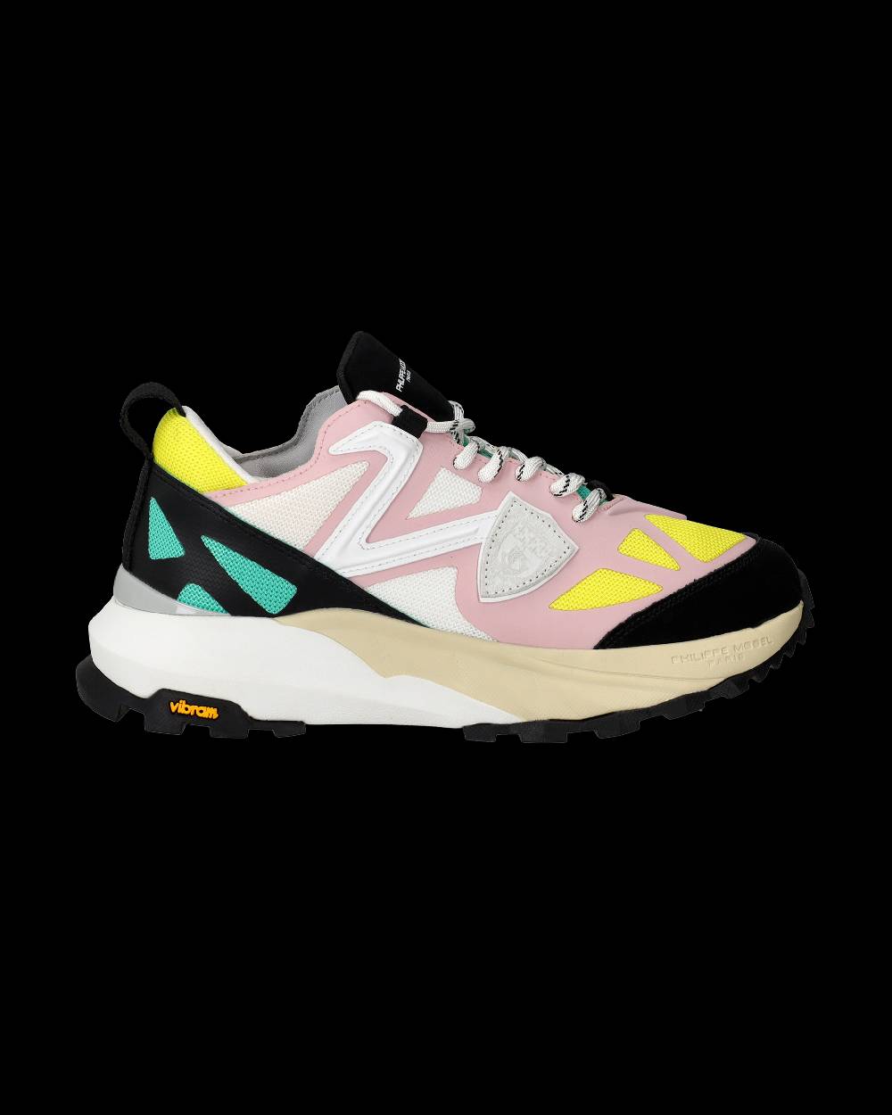 Philippe Model Sneakers Rocx Da Donna Rosa E Gialle In Tessuto Tecnico
