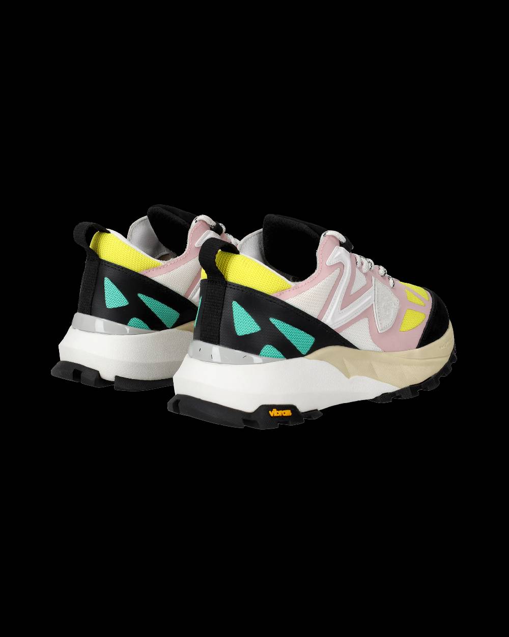 Philippe Model Sneakers Rocx Da Donna Rosa E Gialle In Tessuto Tecnico