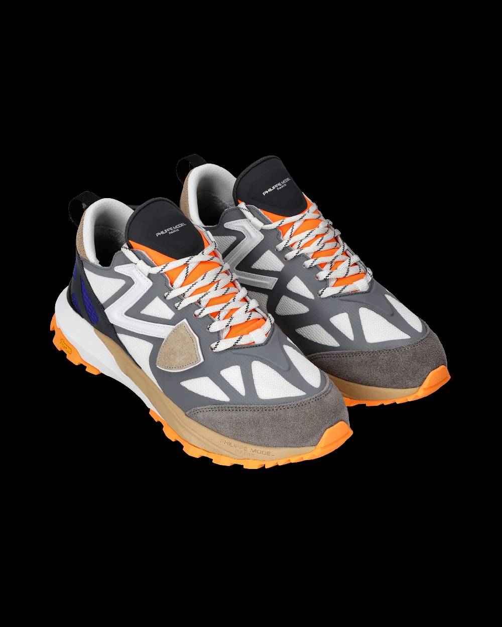 Philippe Model Sneakers Rocx da Uomo Grigie e Arancioni in Tessuto Tecnico