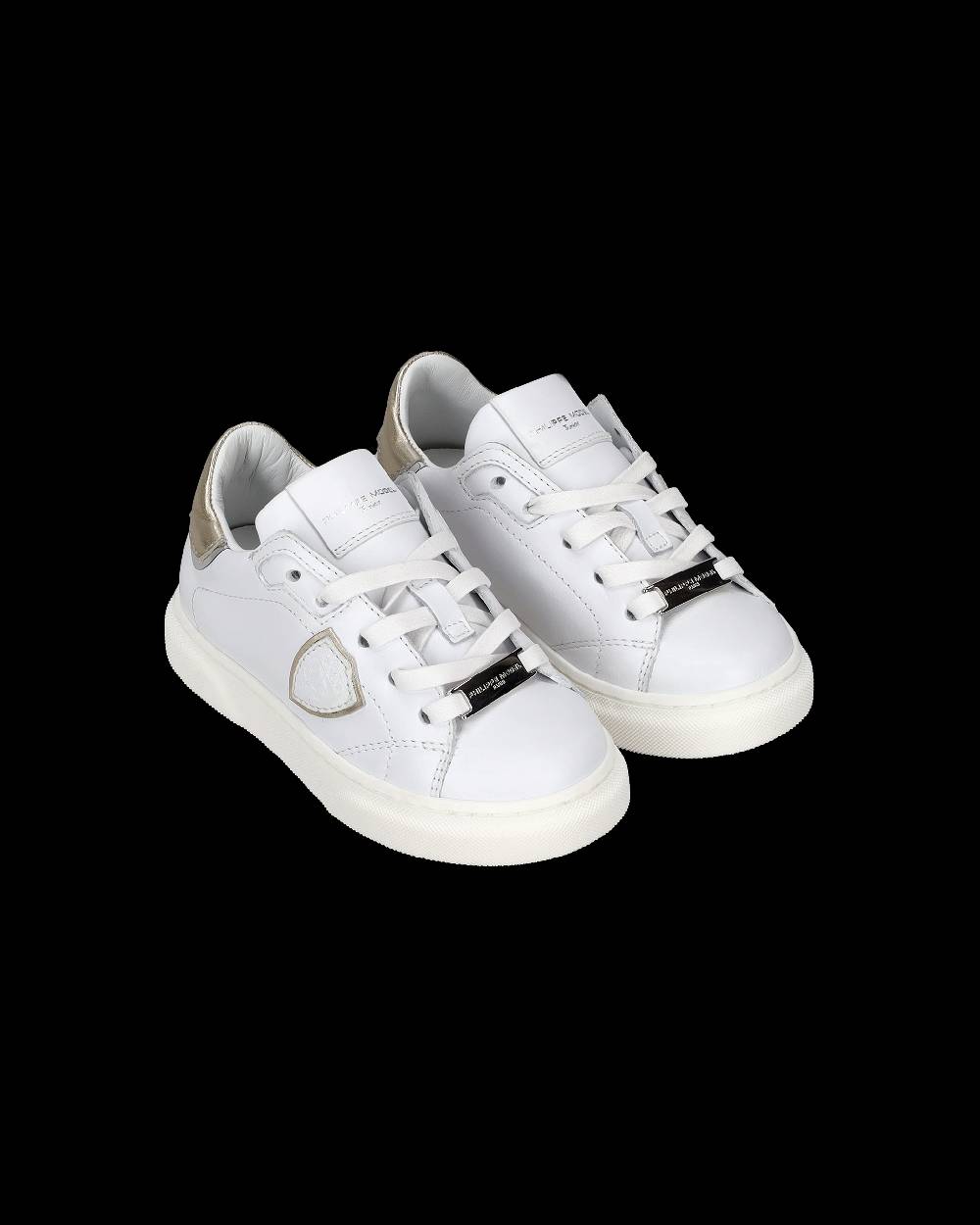 Philippe Model Sneakers Temple basse da Bambini Bianche e Oro in Pelle
