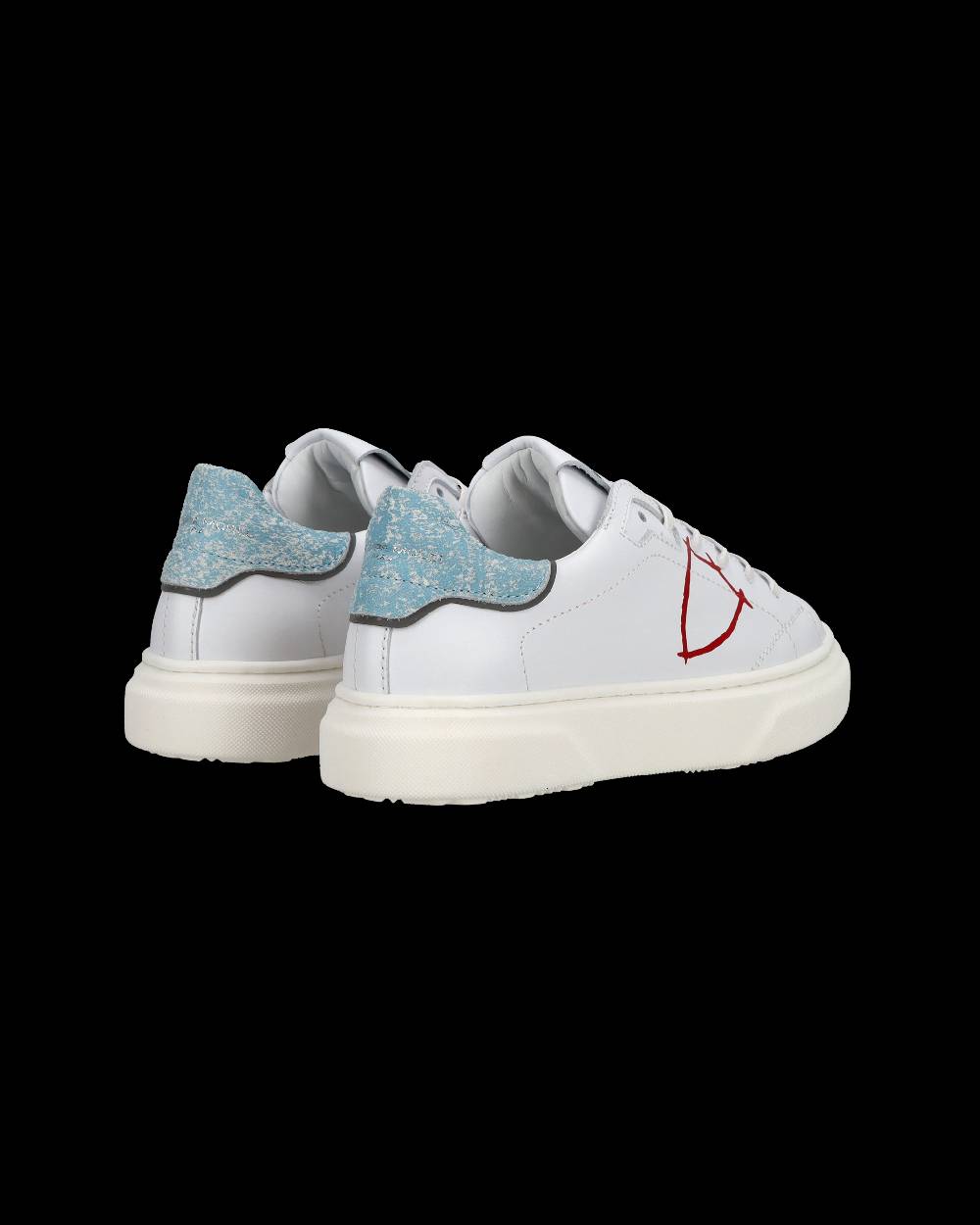Philippe Model Sneakers Temple Basse Da Bambino In Pelle, Bianco Azzurro