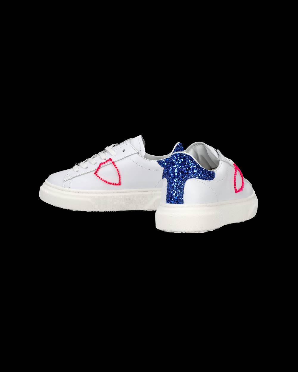 Philippe Model Sneakers Temple Da Bambini Bianche E Blu In Pelle