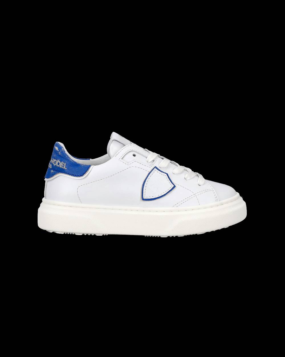 Philippe Model Sneakers Temple Da Bambini Bianche E Blu In Pelle Morbida