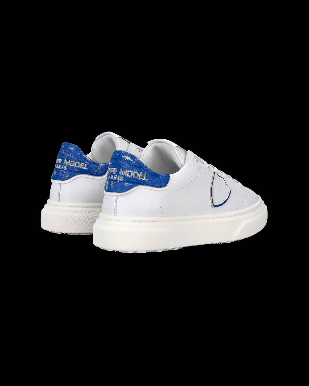 Philippe Model Sneakers Temple Da Bambini Bianche E Blu In Pelle Morbida