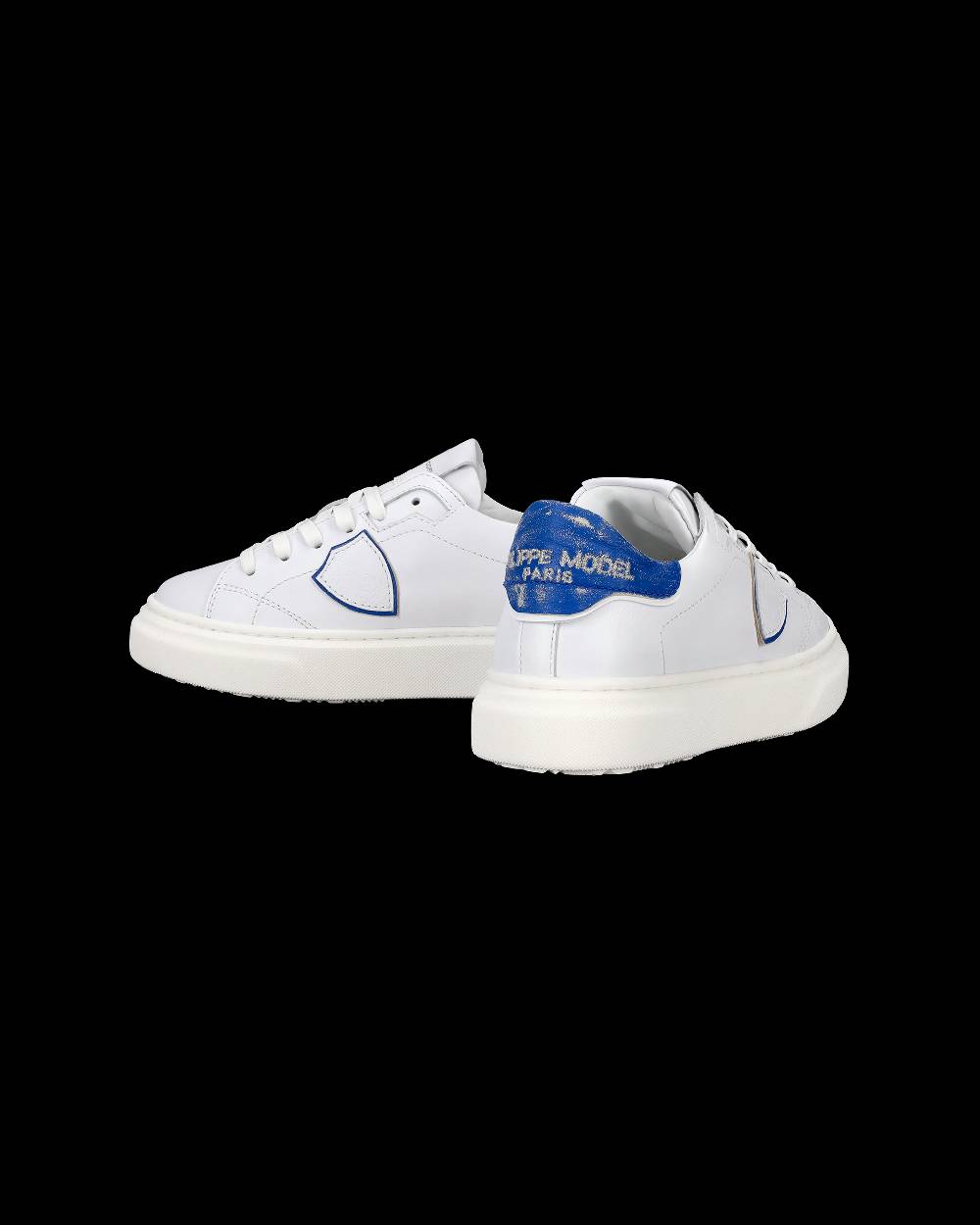 Philippe Model Sneakers Temple Da Bambini Bianche E Blu In Pelle Morbida