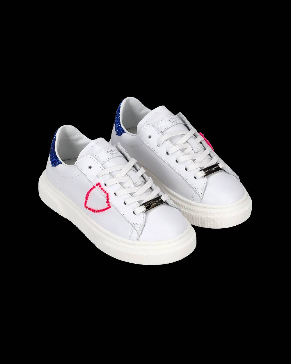 Philippe Model Sneakers Temple da Bambini Bianche e Blu in Pelle