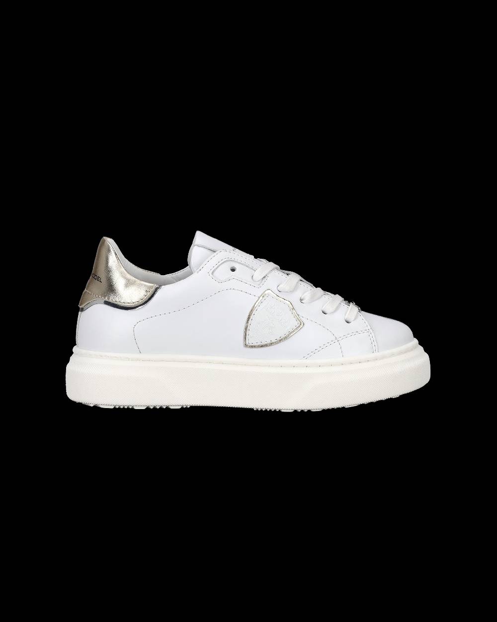 Philippe Model Sneakers Temple Da Bambini Bianche E Oro In Pelle