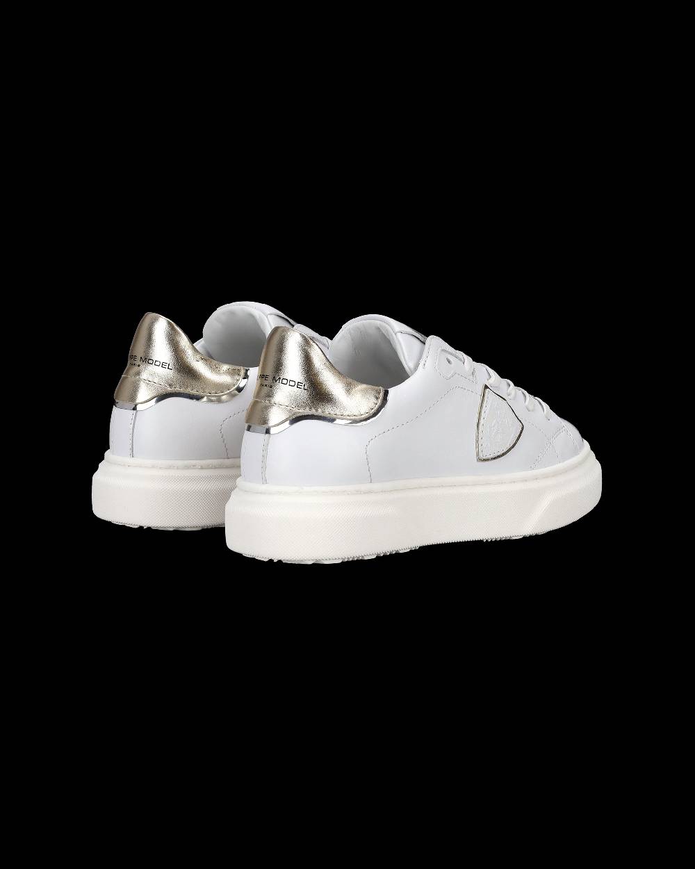 Philippe Model Sneakers Temple Da Bambini Bianche E Oro In Pelle