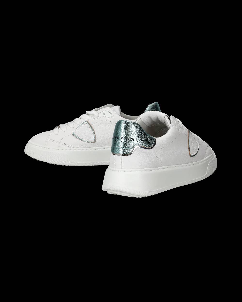 Philippe Model Sneakers Temple Da Donna Bianche E Blu In Pelle Morbida