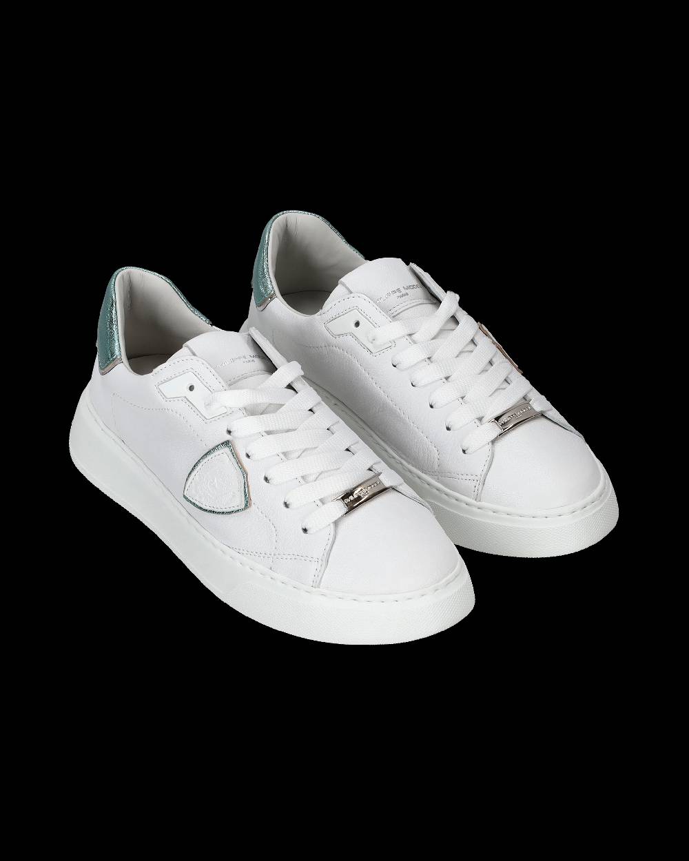 Philippe Model Sneakers Temple da Donna Bianche e Blu in Pelle Morbida