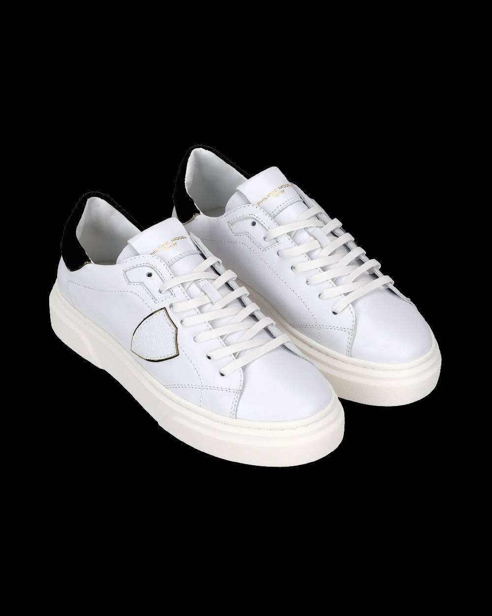 Philippe Model Sneakers Temple da Ragazzi Bianche e Nere in Pelle