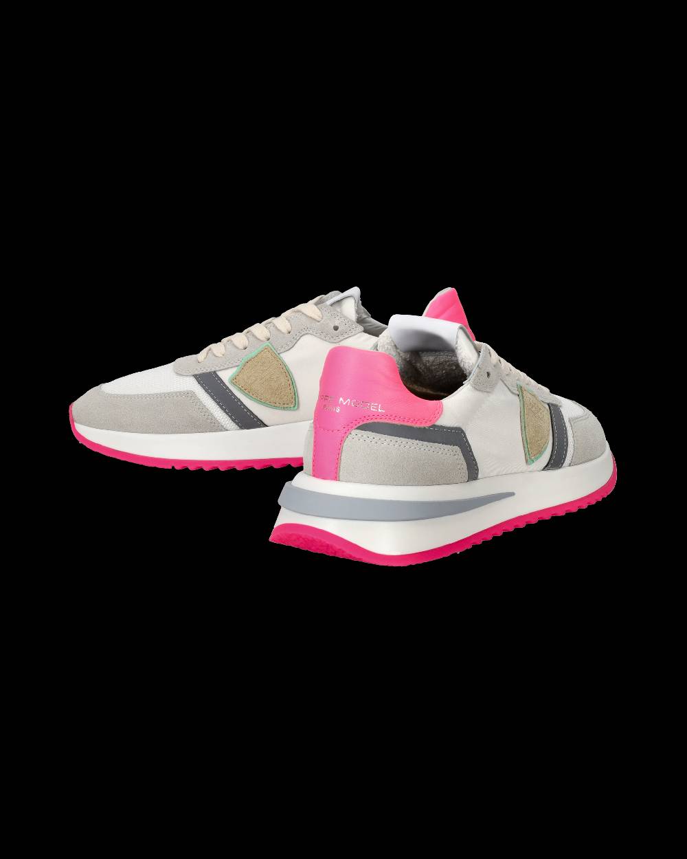 Philippe Model Sneakers Tropez 2.1 Da Donna Bianche E Fucsia In Tessuto Tecnico