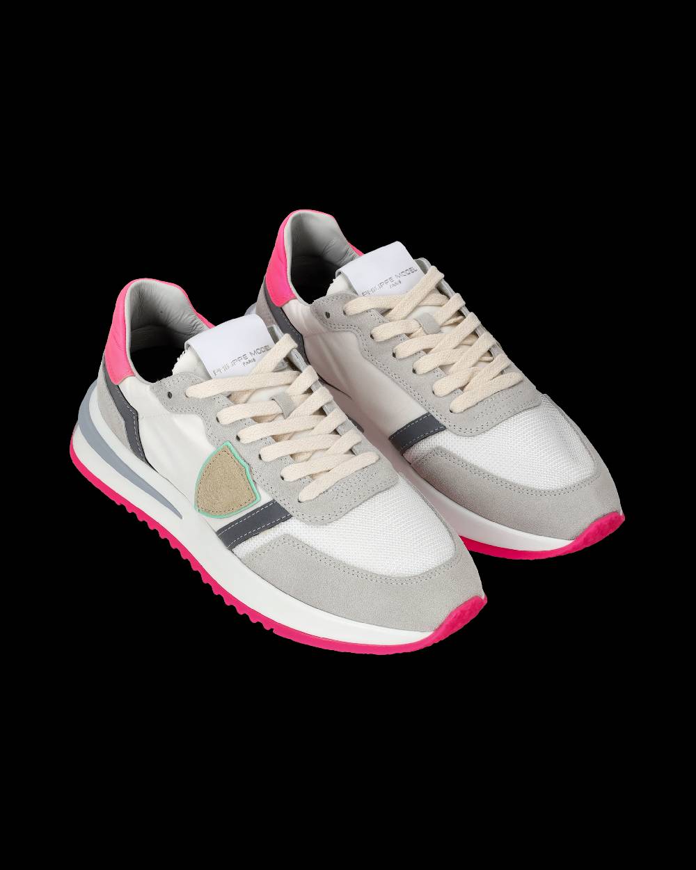 Philippe Model Sneakers Tropez 2.1 da Donna Bianche e Fucsia in Tessuto Tecnico
