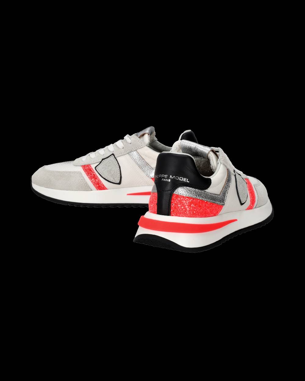 Philippe Model Sneakers Tropez 2.1 Donna Bianche E Arancioni In Pelle Scamosciata