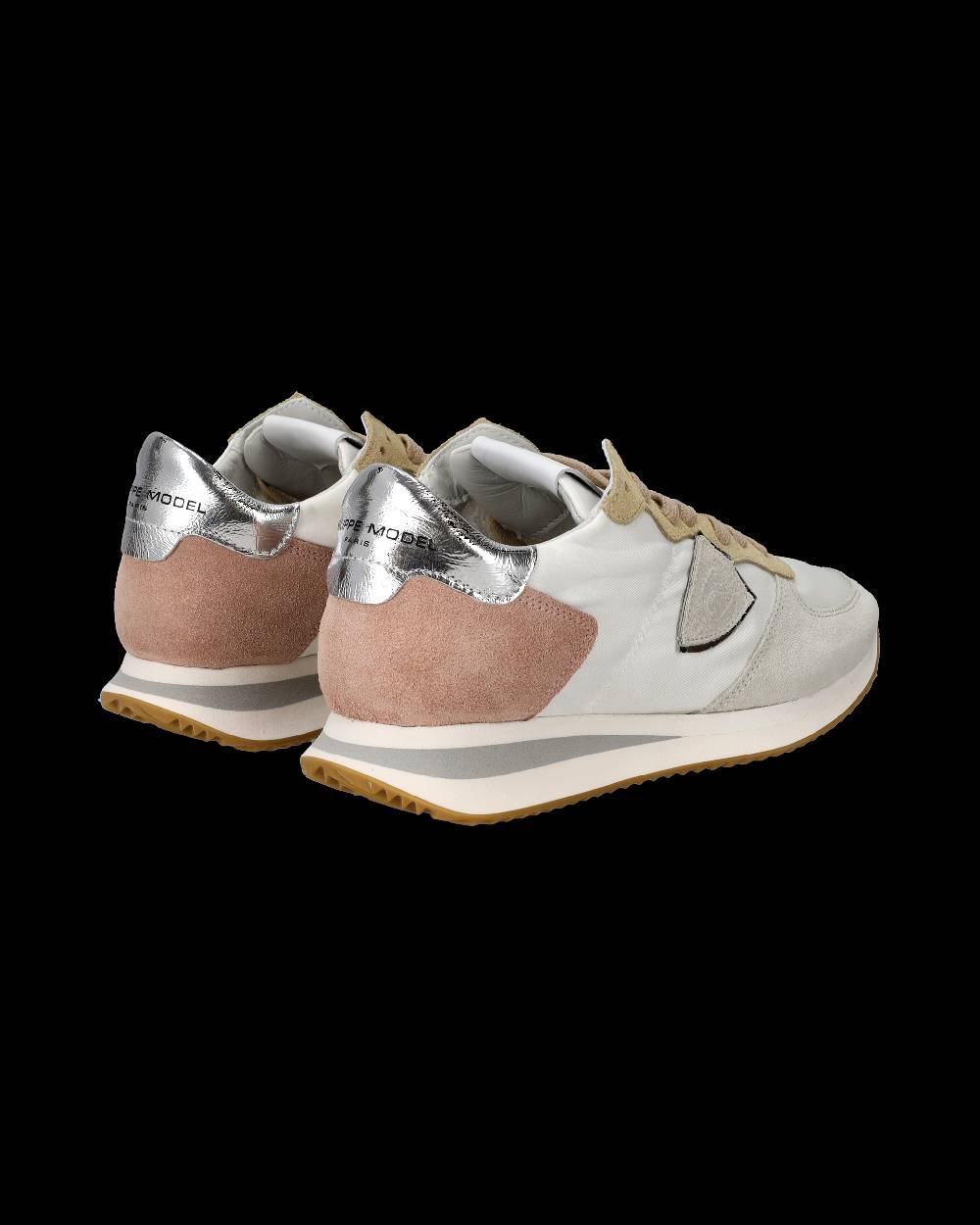 Philippe Model Sneakers Trpx Da Donna Bianche E Rosa In Tessuto Tecnico