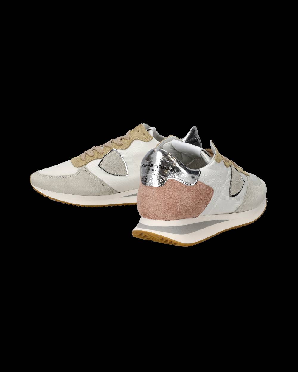 Philippe Model Sneakers Trpx Da Donna Bianche E Rosa In Tessuto Tecnico