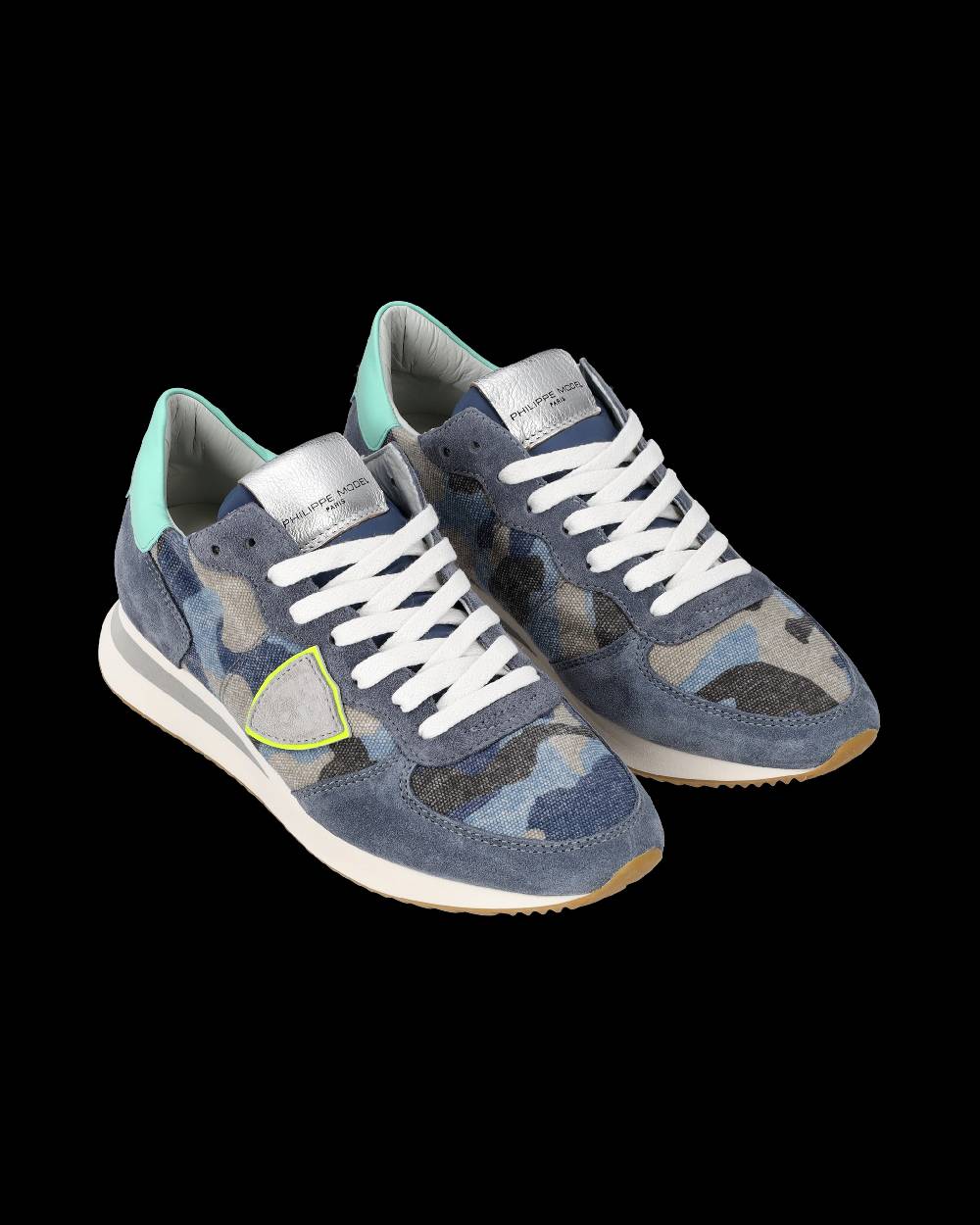 Philippe Model Sneakers Trpx da Donna Blu e Gialle in Tessuto Tecnico