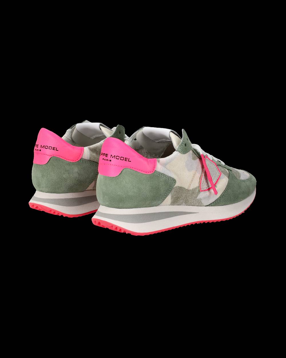 Philippe Model Sneakers Trpx Da Donna Verde Camouflage In Tessuto Tecnico