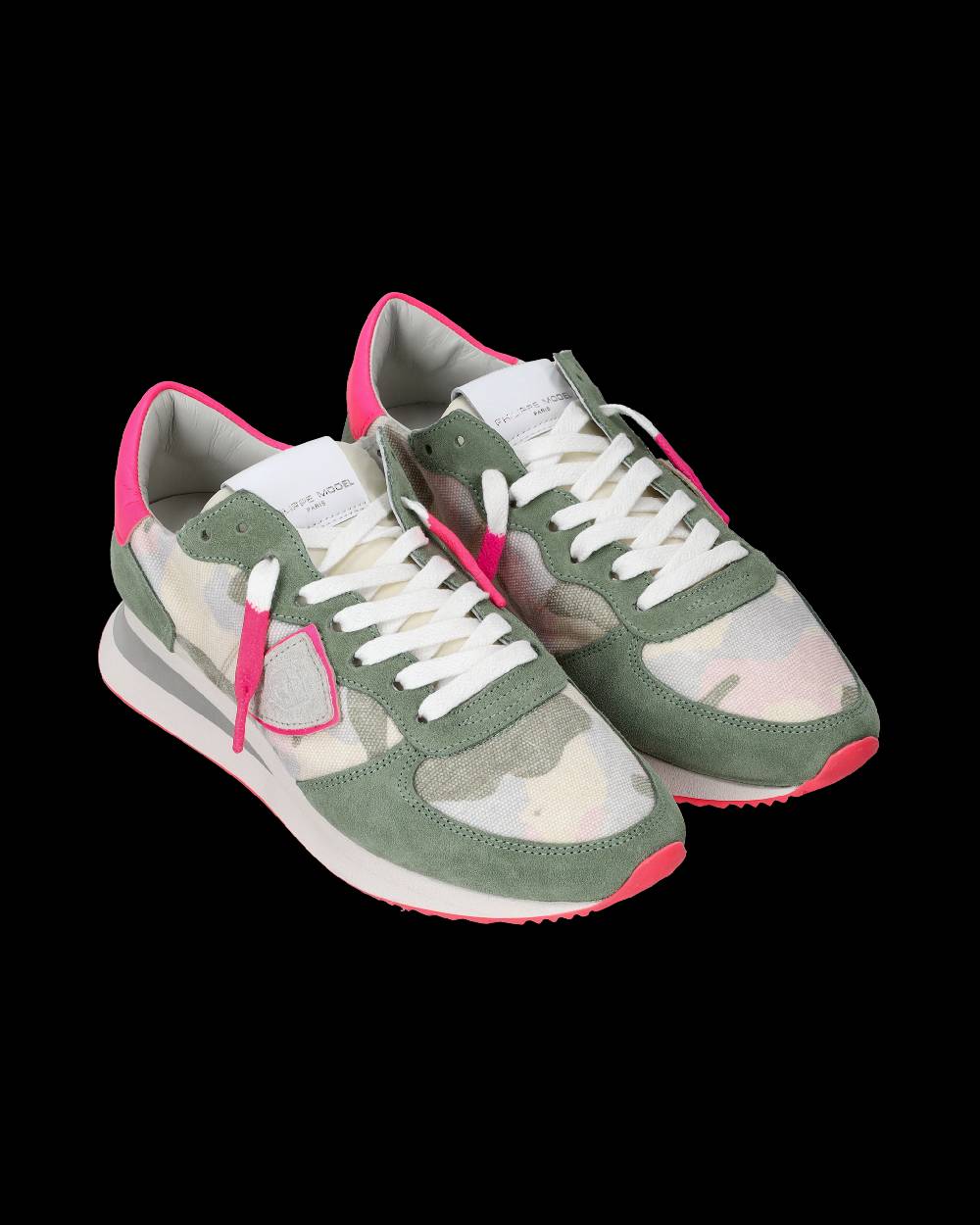Philippe Model Sneakers Trpx da Donna Verde Camouflage in Tessuto Tecnico