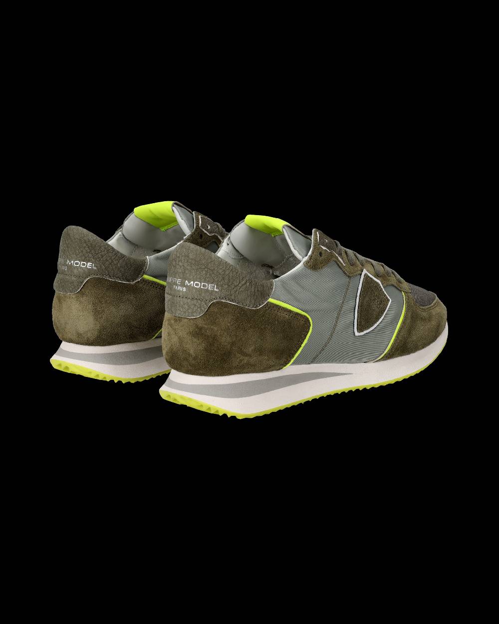 Philippe Model Sneakers Trpx Da Uomo Verde Militare E Gialle In Tessuto Tecnico