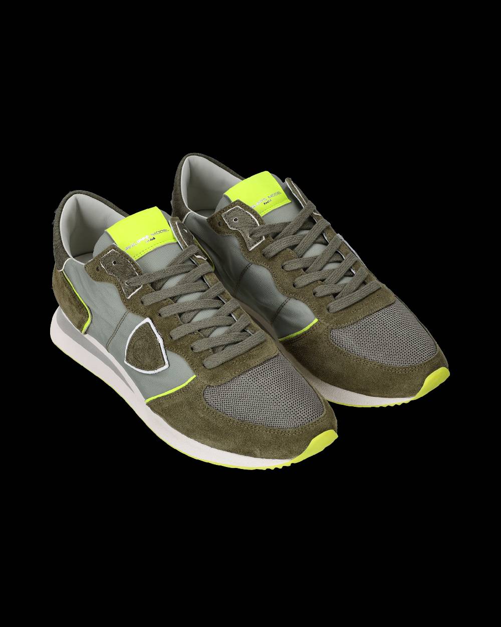 Philippe Model Sneakers Trpx da Uomo Verde militare e Gialle in Tessuto Tecnico