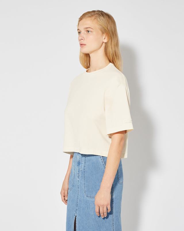 Philippe Model T-Shirt Cropped Marion Da Donna Beige Ecru In Jersey