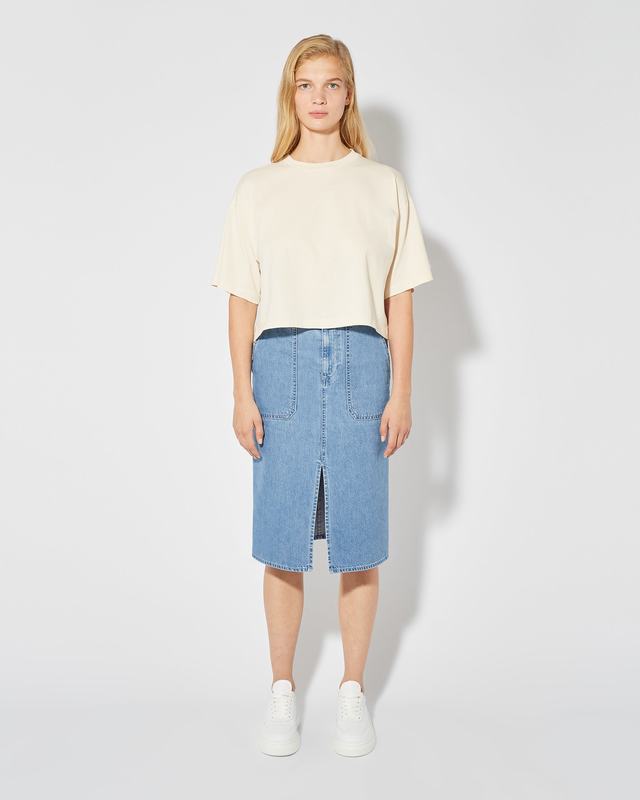 Philippe Model T-Shirt Cropped Marion Da Donna Beige Ecru In Jersey