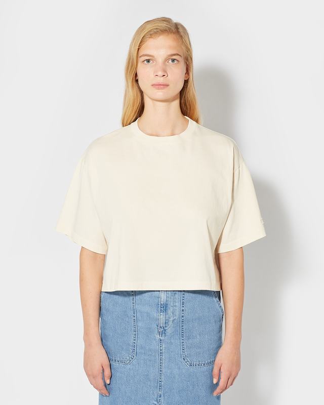 Philippe Model T-Shirt Cropped Marion da Donna Beige ecru in Jersey