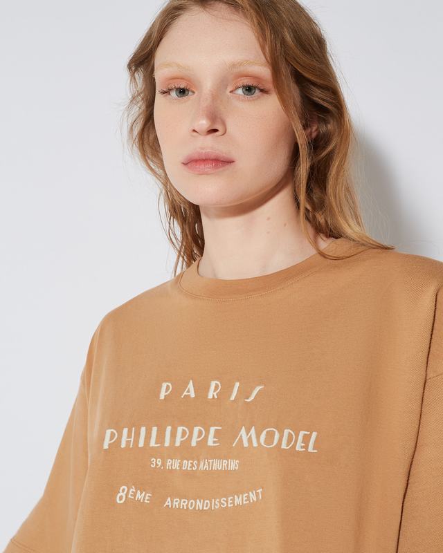 Philippe Model T-shirt Cropped Marion Da Donna Marrone In Jersey