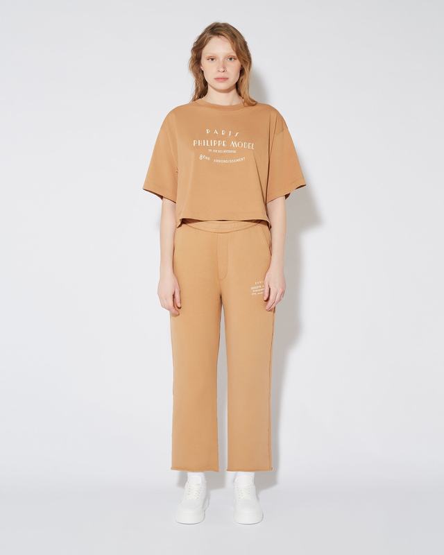 Philippe Model T-shirt Cropped Marion Da Donna Marrone In Jersey