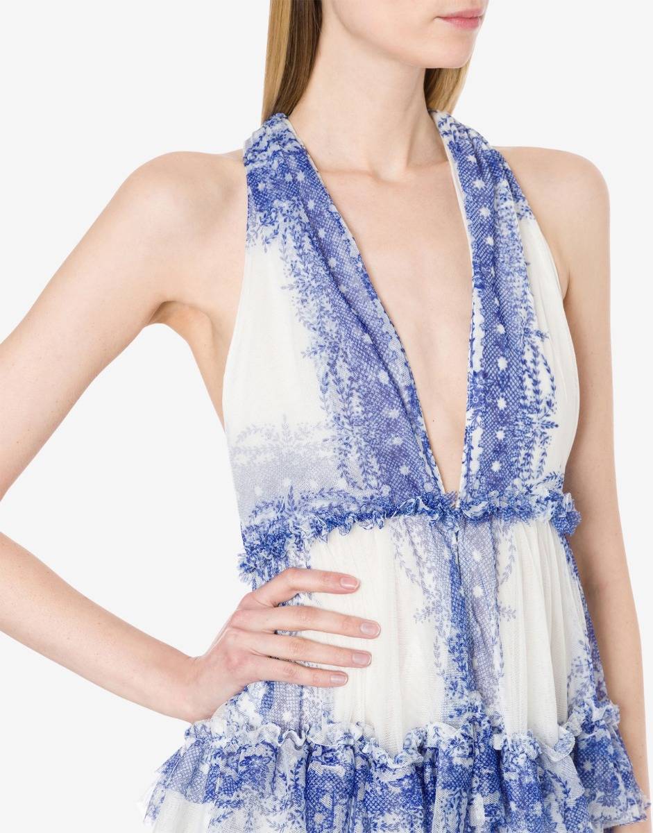 Philosophy Di Lorenzo Serafini Abito A Balze In Tulle Stampato