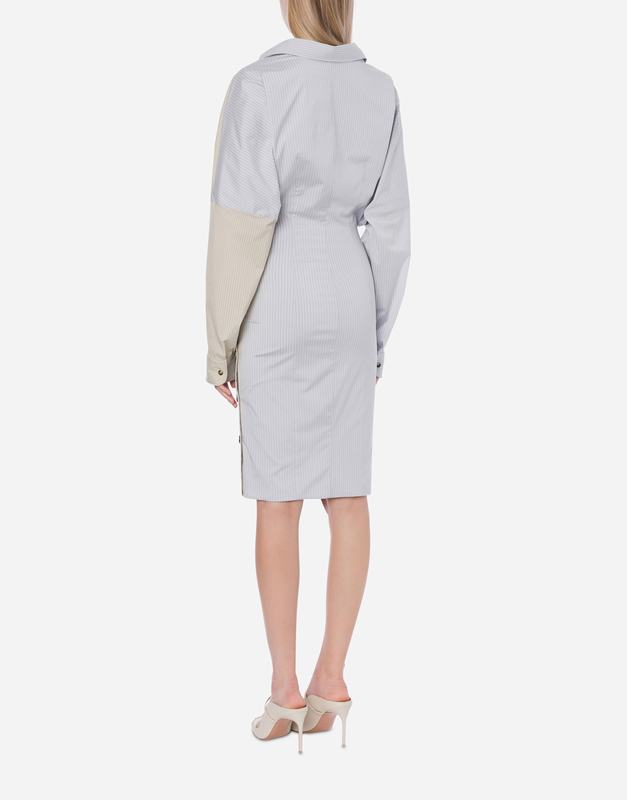 Philosophy Di Lorenzo Serafini Abito In Taffetà Stretch Rigato Con Bottoni